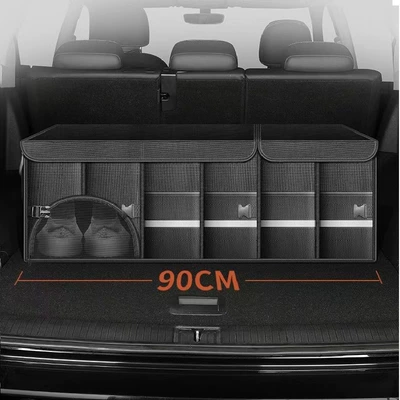 Car Trunk Foldable Storage Box Car Supplies Car Storage Box Storage Box Tail Box Portable Storage (Car storage bag/box) - black-large-size-with-shoe-rack-90cm