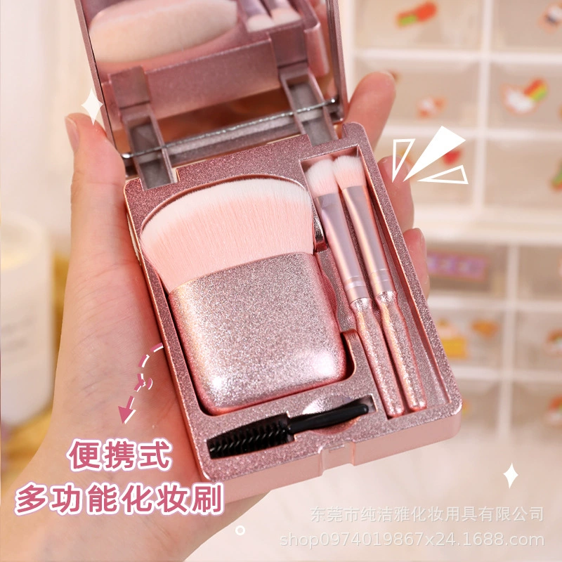 Handheld brush, soft mirror for beginners, loose powder, (Physicals)