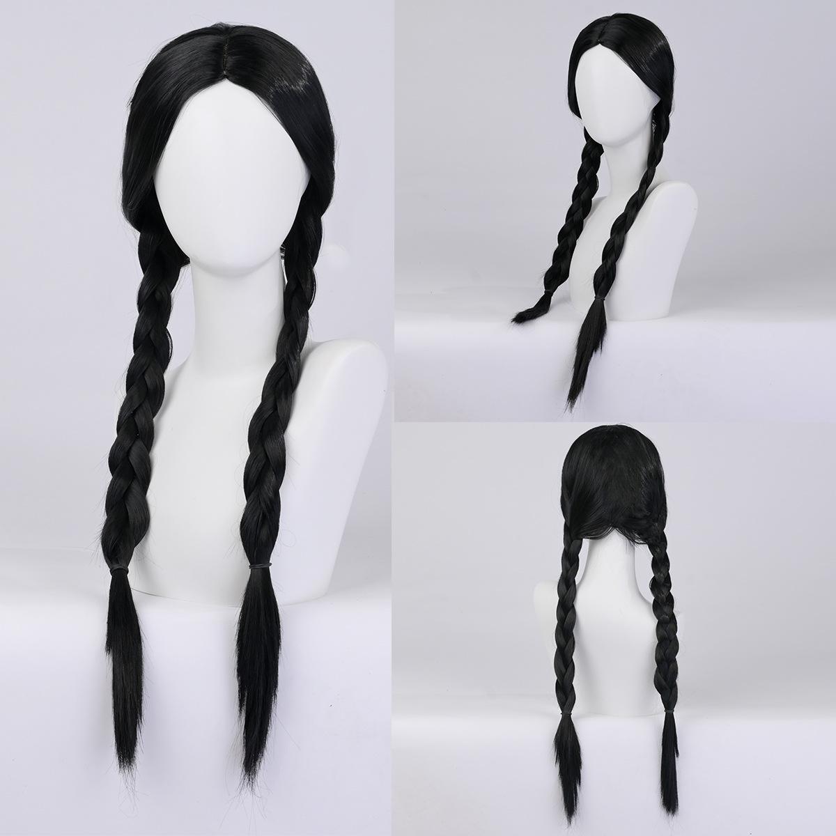 Synthetic wig Black doublecos High temperature silk chemical fiber full head wig_voghion.com