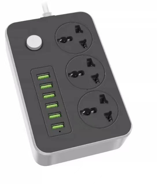 Enchufe europeo 3-bit + 6 * USB 2 M