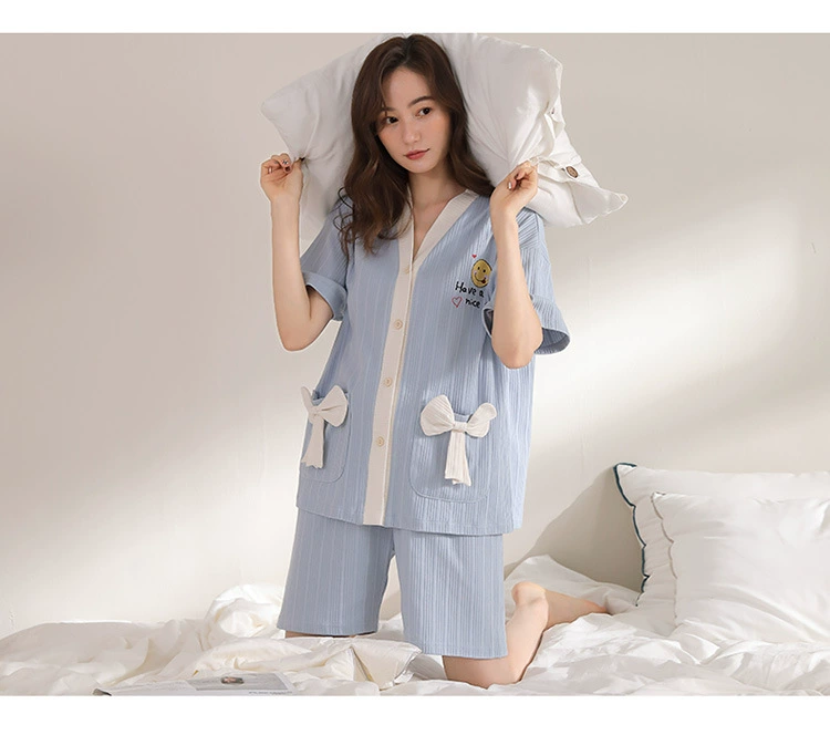 silk pajama set SLPBELY Lover Pajamas Set Homesuit Summer Short Sleeve Cute Couple Nightwear Pyjamas With Shorts Men Women Loungewear Sleepwear cotton pjs