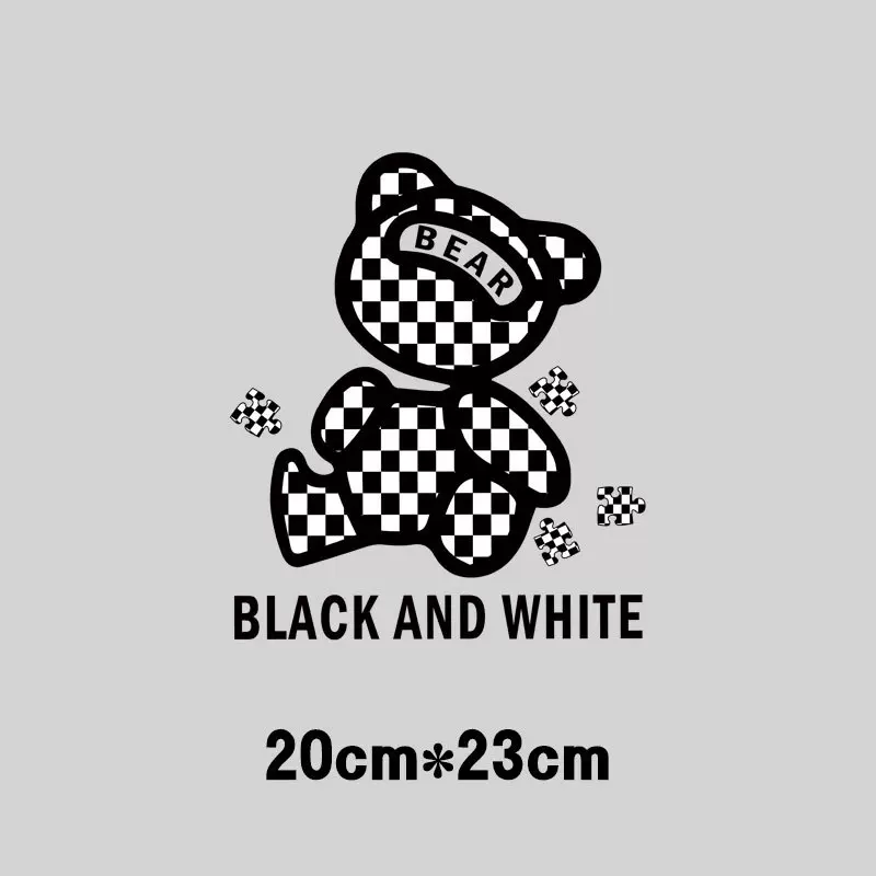 潮图格子小熊柯式烫画服装印花男女T恤DIY服装箱包热转印单个现货