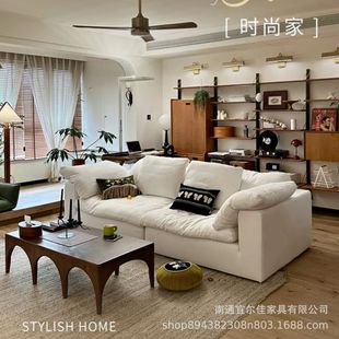 现代简约 cloud云沙发设计师侘寂风羽绒模块亚麻布艺客厅沙发组合-阿里巴巴