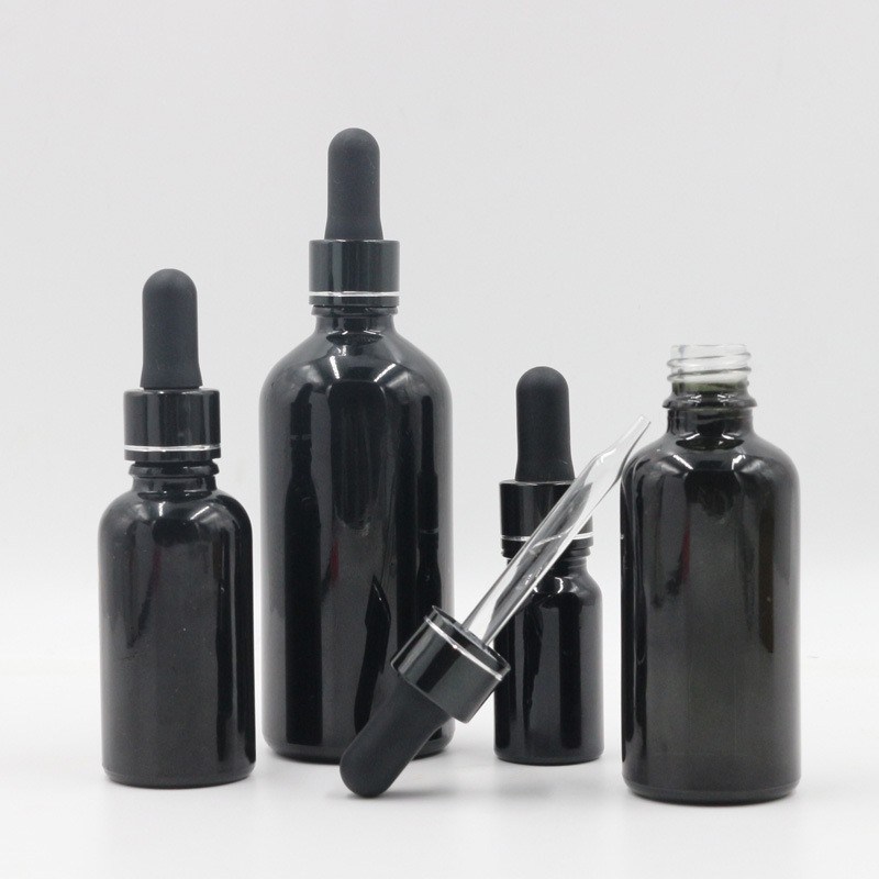 批发精华液瓶黑瓷精油瓶黑色原料滴管瓶5-100ml黑色精油瓶