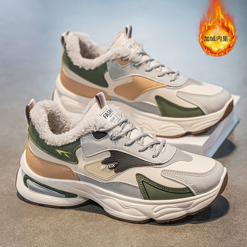Зимняя мужская обувь новая бархатная спортивная обувь мужская мода дикая толстая подошва утолщенные теплые хлопчатобумажные туфли
