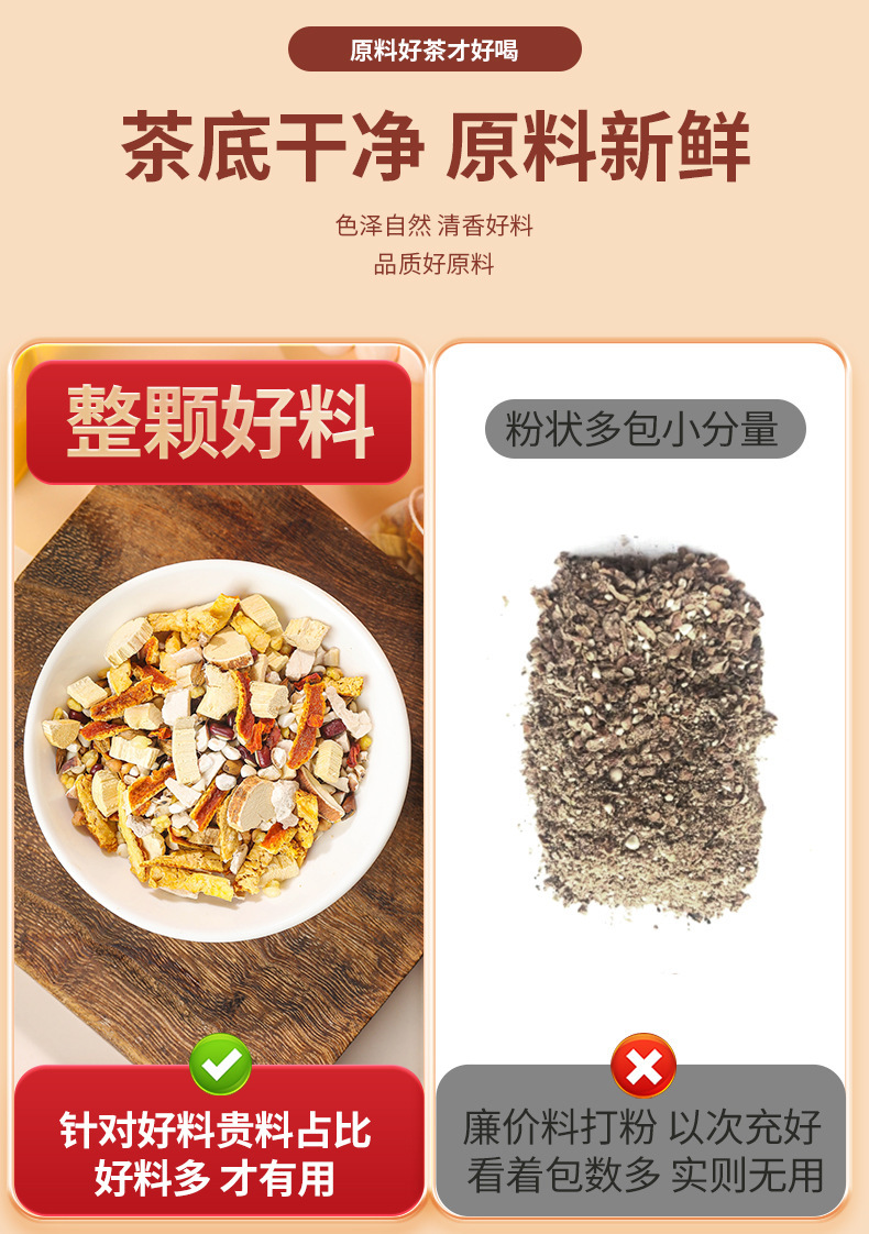 Five-Finger Fig Poria Tea Wuzhi Maotao Fuling Cha Triangle Tea Bags with Adzuki Bean Coix Seed and Gorgon Fruit 75g in use