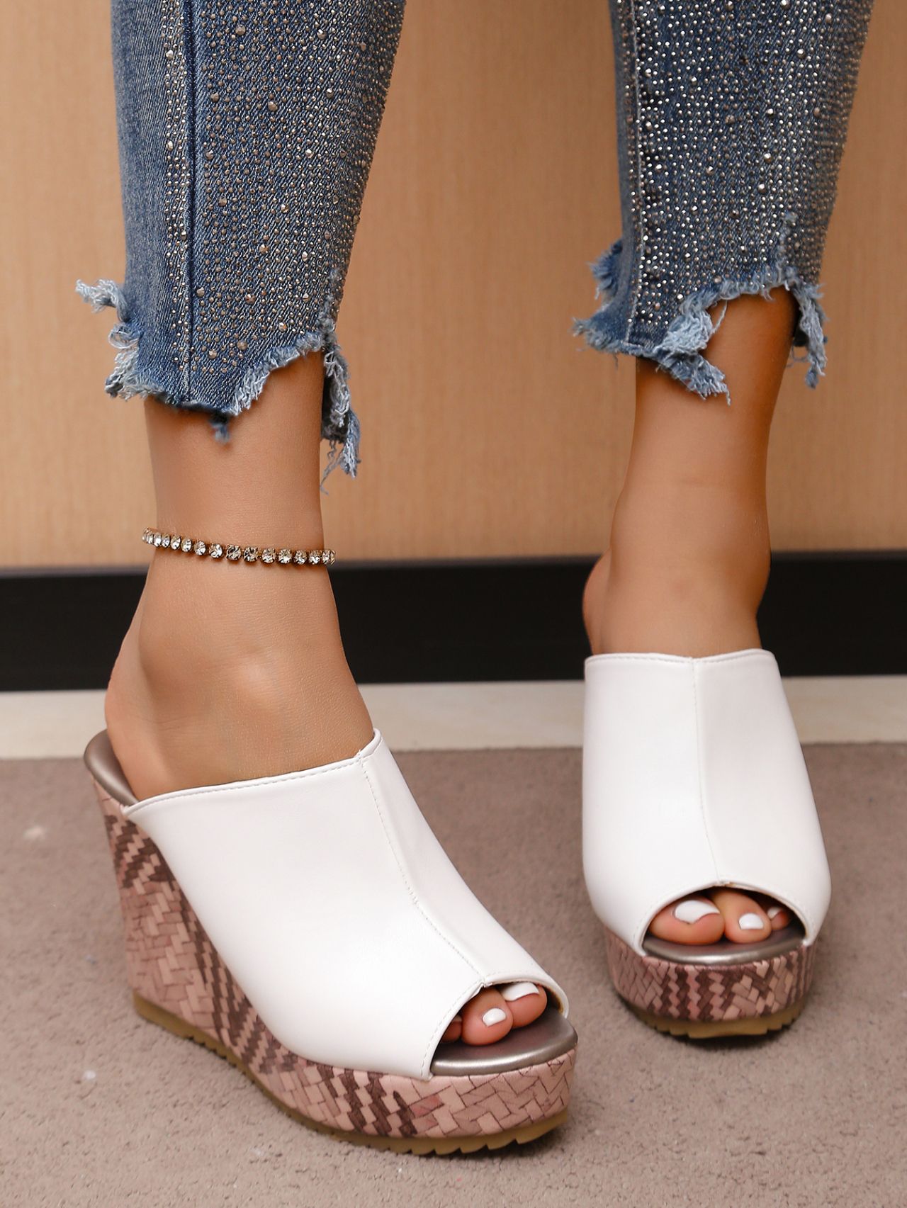 Women's Platform Wedge Sandals Peep Toe Open Toe Plus Size Thick Soled Sandals For Outdoor Wear Summer New Style_vogvips.com