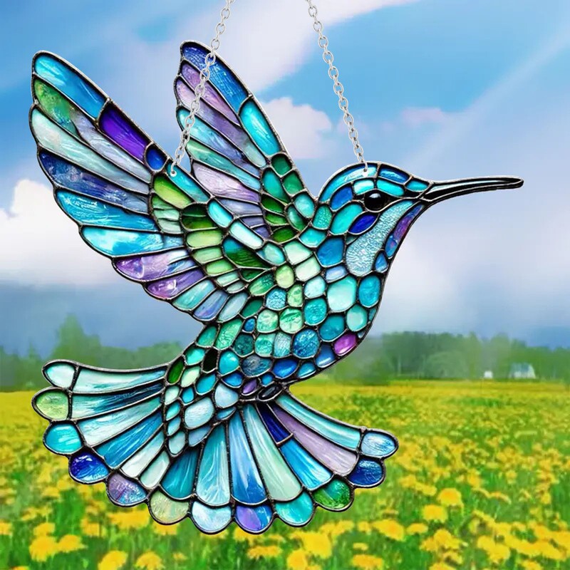 Cross-Border Hot Selling Beautiful Bird Acrylic Living Room Courtyard Pendant Holiday Scene Decoration Pendant Gift