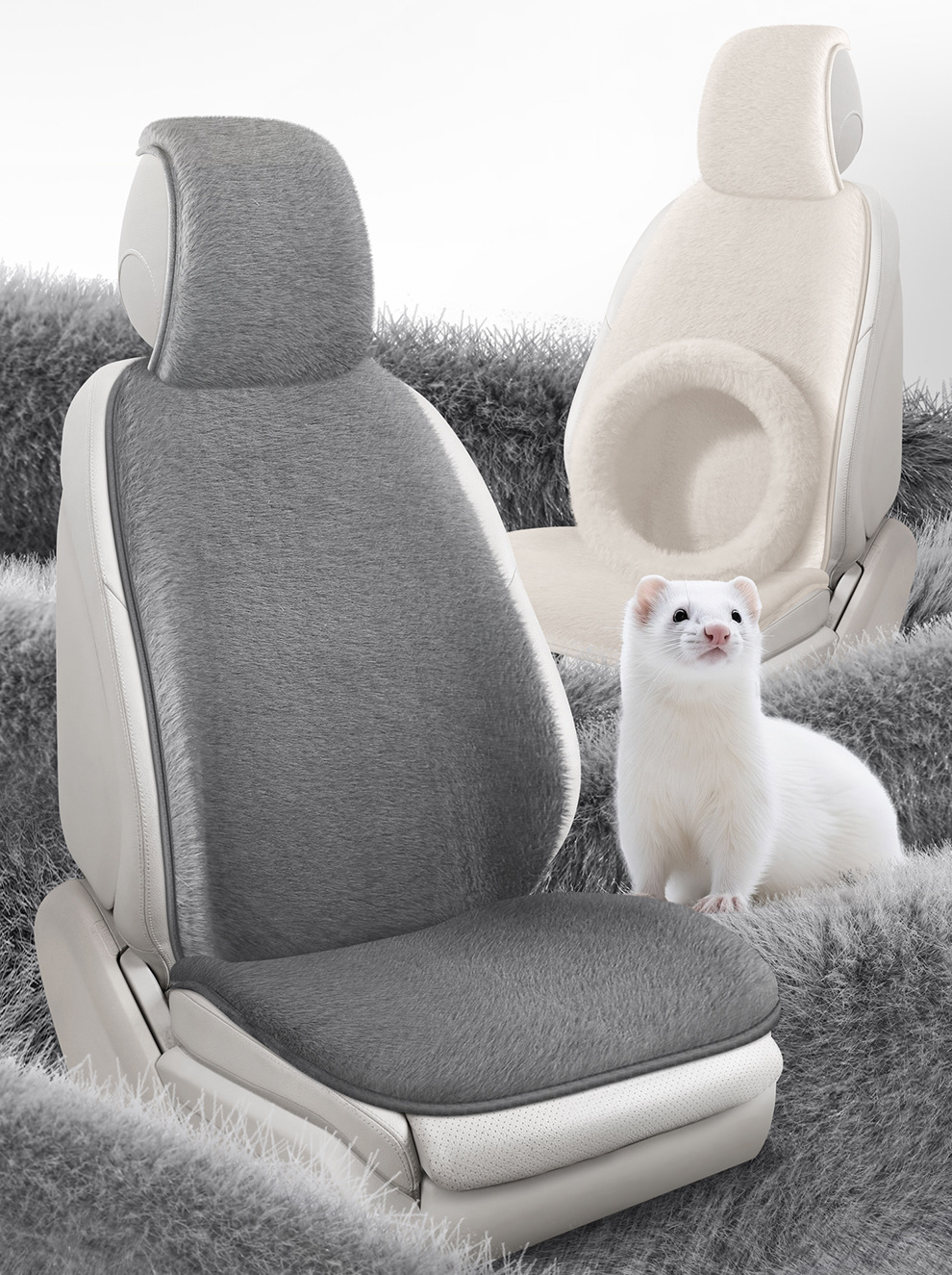 Winter Plush Car Seat Cushion Warm Car Decoration Universal Tie-Free Anti-Slip Seat Cushion Seat Cover Seat Cushion Fur Cushion