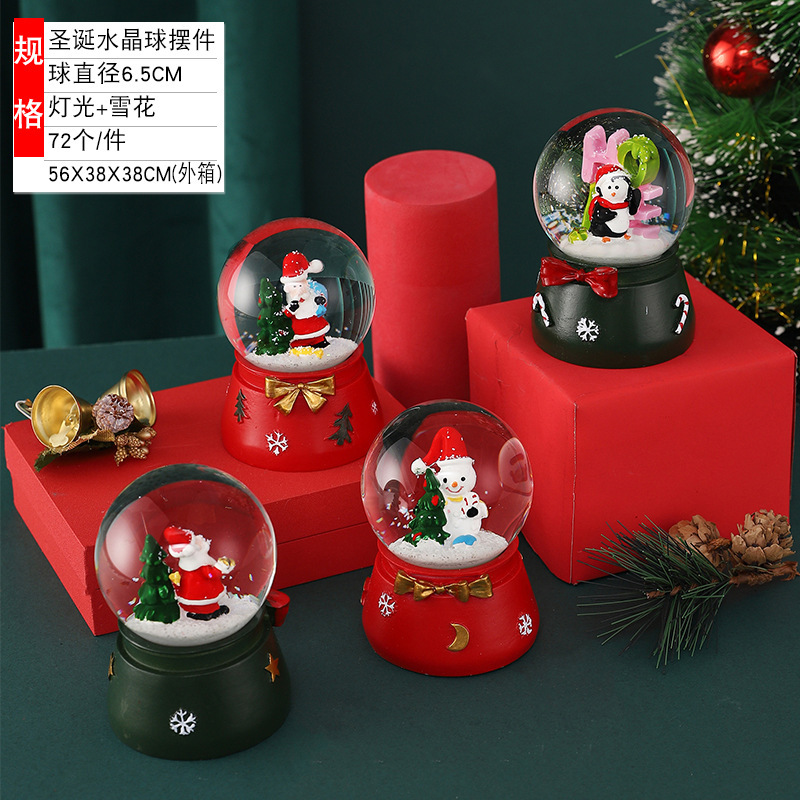 Muñeca de Navidad transfronteriza bola de cristal luminosa decoración decoración de resina bola de cristal luminosa navidad decoración Santa Claus