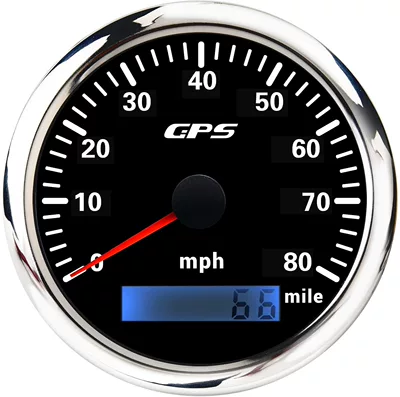 automobile instrument: Odometer Speedometer Mph Mileage - silver-edge-black-bottom-80mph