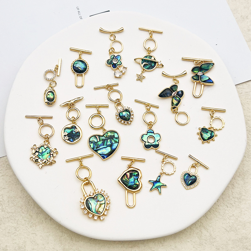 5g Weight 1 Piece Copper Abalone Shell Star Heart Shape Butterfly Pendant