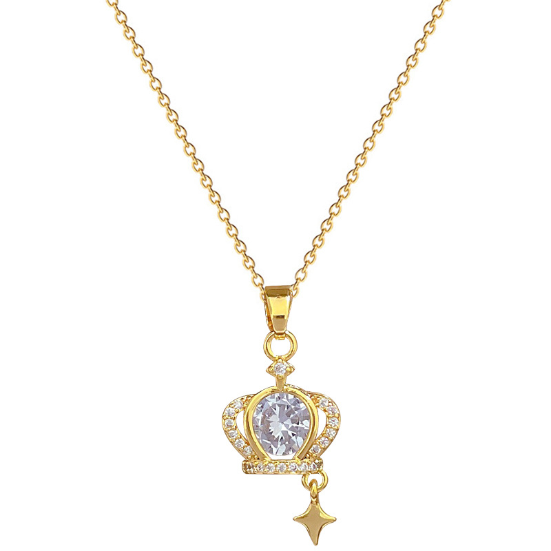 Gorgeous Diamond Crown Necklace For Women Versatile Collarbone_voghion.com