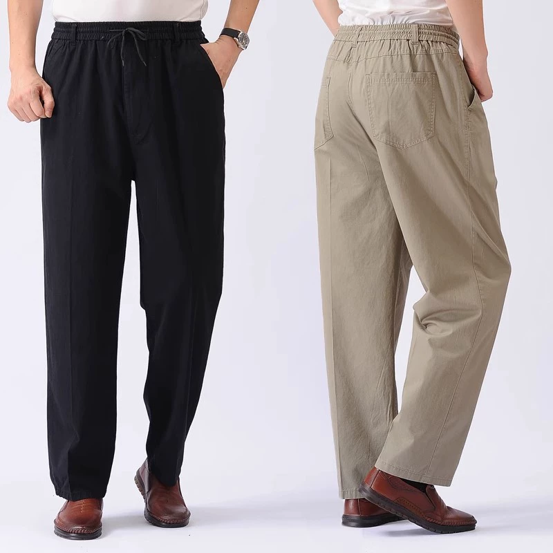 Оптовая Продажа с фабрики мужские хлопковые повседневные брюки осенне-зимние толстые брюки из эластичного хлопка комбинезоны брюки среднего и пожилого возраста