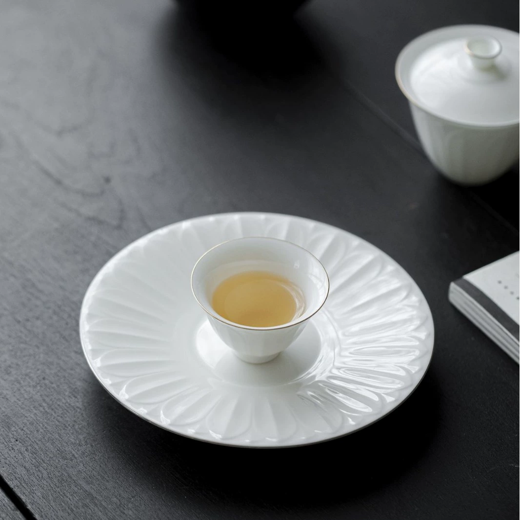 白几 Ceramic lotus pot for household use ceramic Kung Fu tea set single non-hot tea making tray can be wholesaled