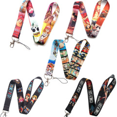 Cartoon straw hat pirate mobile phone lanyard multi-color ID card mobile phone tag hanging neck key chain pendant accessories