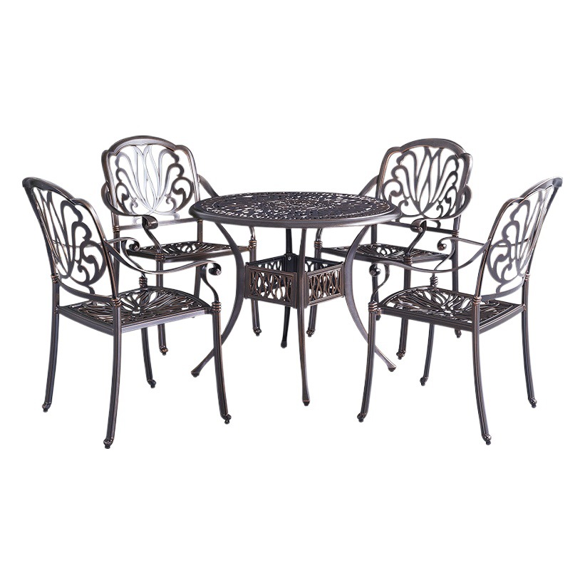 Al aire libre mesa y silla de aluminio fundido al aire por mayor tienda de café al aire libre balcón al aire libre ocio patio mesa y silla combinación