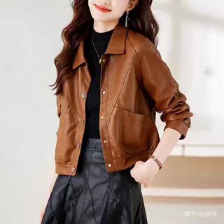深棕皮衣2026机车外套女短款小个子简约帅气PU皮夹克意法冬季女装
