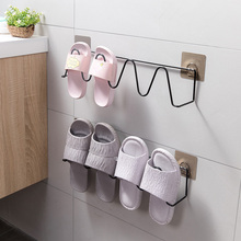 5Z4C浴室拖鞋架免打孔壁挂置物架卫生间厕所门后墙上放拖鞋沥水收