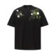 Heavy Industry Street New Chinese Flower Embroidery Profile Short-sleeved T-shirt Men's and Women's National Fashion All-match Round Neck Summer Clothes