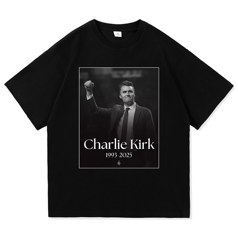 【欧码棉T】Charlie Kirk自由T恤时尚男/女原宿美学字母印花T恤中|undefined