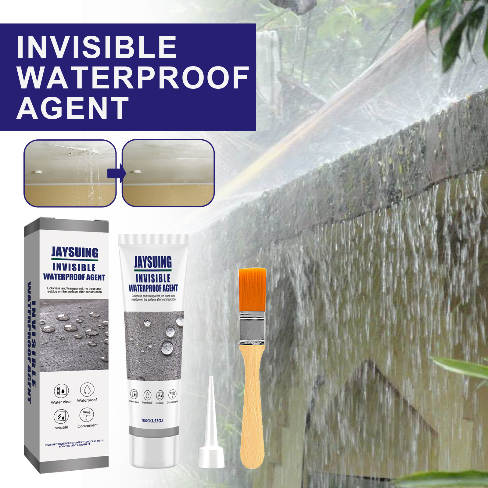 Jaysuing 防水胶 卫生间厨房防水涂料外墙阳台屋顶瓷砖防漏补漏胶