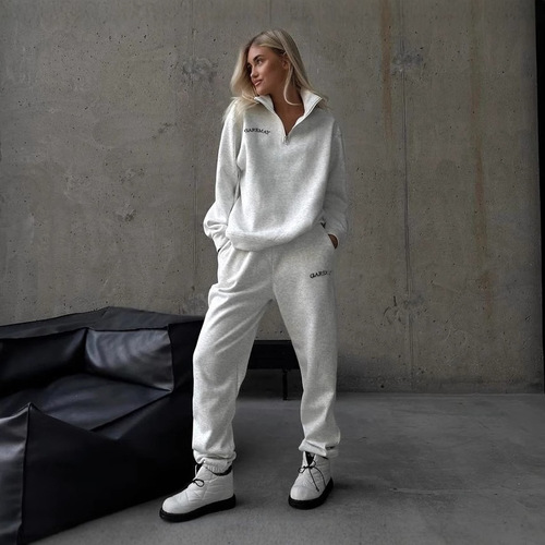 2025 New European and American Amazon Versatile Casual Fashion Thickened Embroidery Long Sleeve Sweatshirt Pants Two Piece Set 