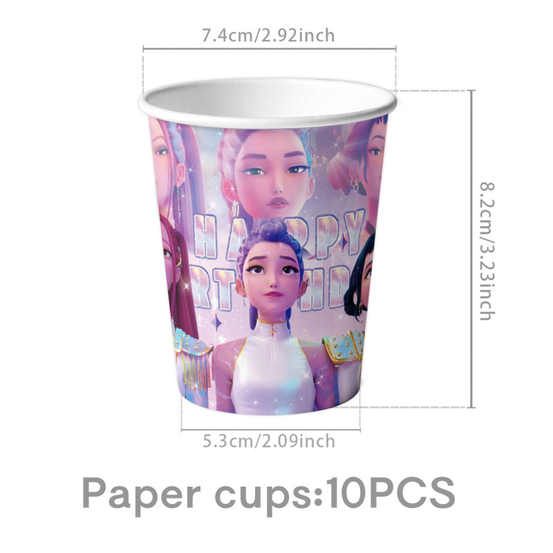 动画K-POP猎魔女团主题生日派对布置拉旗纸盘纸杯纸巾气球用品|undefined