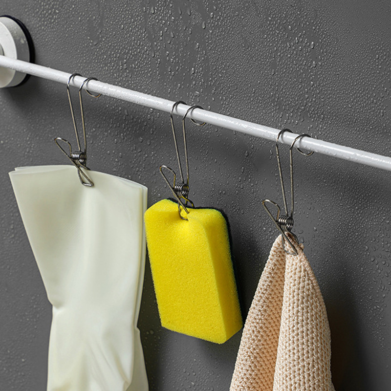 Stainless Steel with Hook Clip Household Small Items Underwear Socks Drying Clip Windproof Clip Storage Long Tail Clip