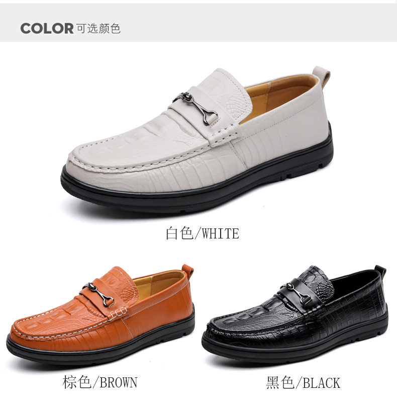 Giày lười nam da bò lớp đầu vân cá sấu, giày Loafer xỏ chân gót thấp 1–3 cm — GX2758 màu nâu, GX2758 màu trắng, GX2758 màu đen chi tiết 7