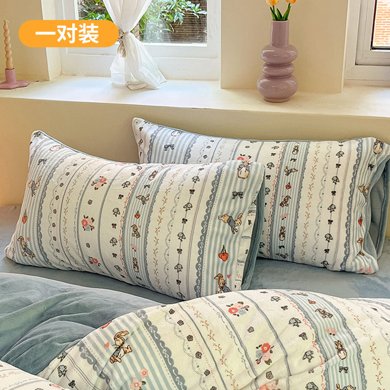 Funda de almohada de terciopelo de leche de invierno, un par de fundas de almohada de terciopelo de coral grueso, una sola funda de revestimiento de núcleo de almohada para niños 48x74 2