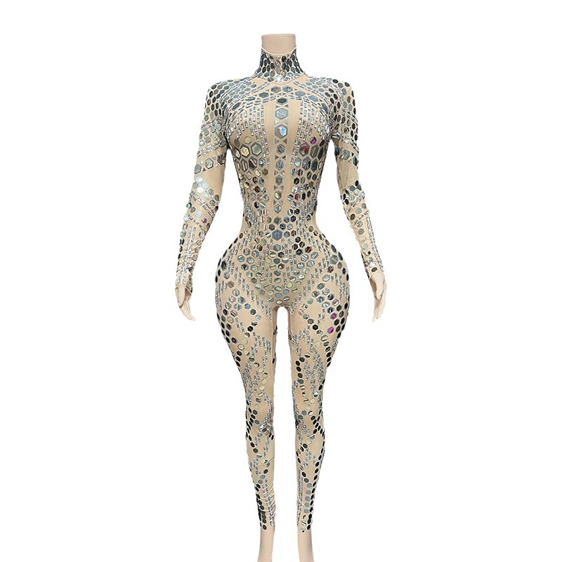 Nuofansi otoño nuevo albaricoque costura ronda lentejuelas SLIM-Fit sexy Halter V backless partido mono