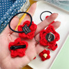 Send you a little red flower Yi Xi Qianxi the same red woolen flower chest needle hair clip female card female accessories hair accessories