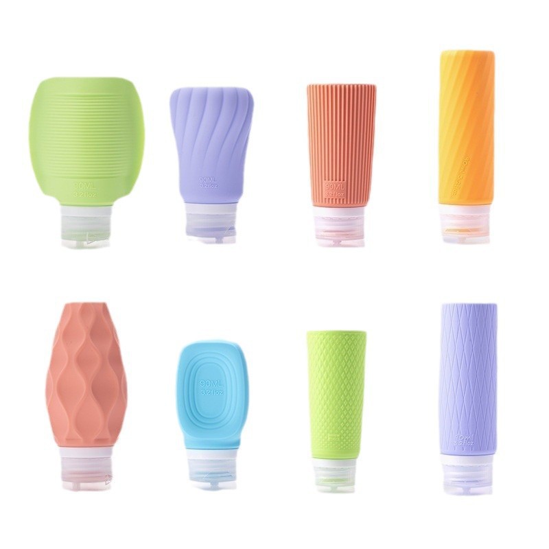 Viaje de silicona botella de 60ml 90ml gran capacidad conjunto de presión a prueba de fugas botella de almacenamiento de cosméticos nueva