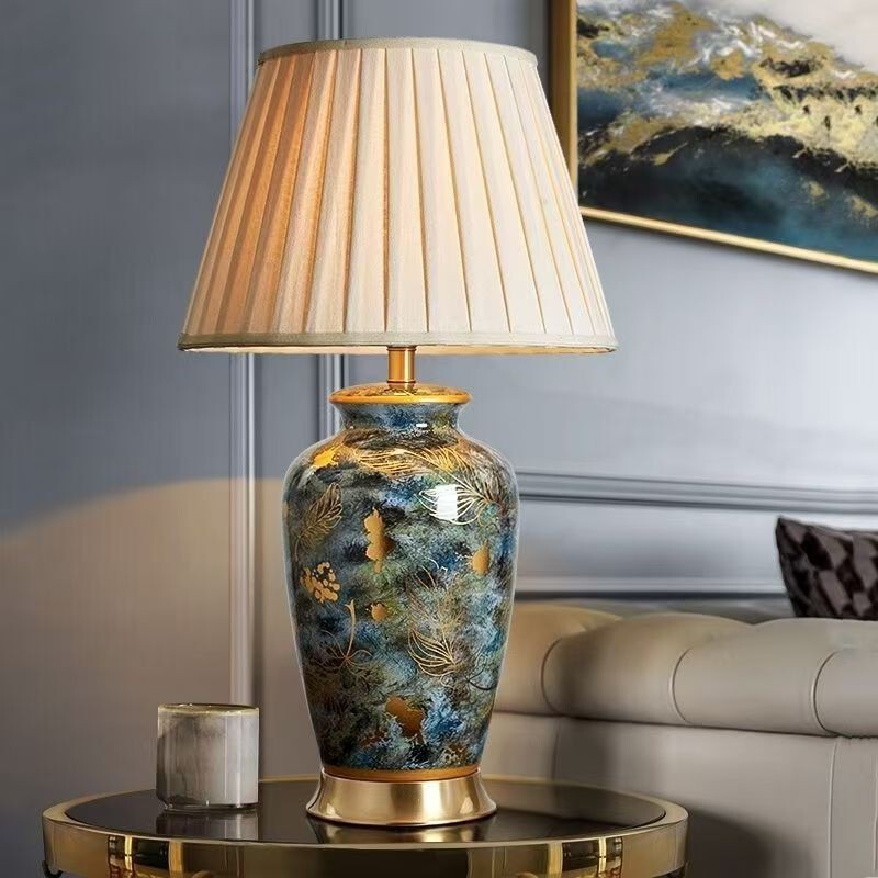 American-Style Ceramic Table Lamp, Retro Bedroom Study Bedside Model Room Decorative Table Lamp, Simple Villa Creative Table Lamp American-Style Ceramic Table Lamp, Retro Bedroom Study Bedside Model Room Decorative Table Lamp, Simple Villa Creative Table Lamp