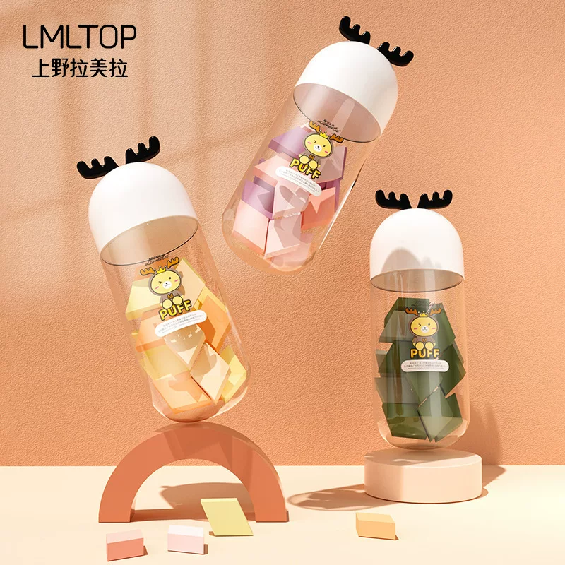 Пудровые губки (LMLTOP A80207) 15 штук блестокых спонжей, влажный и сухой, многоразовая канистра