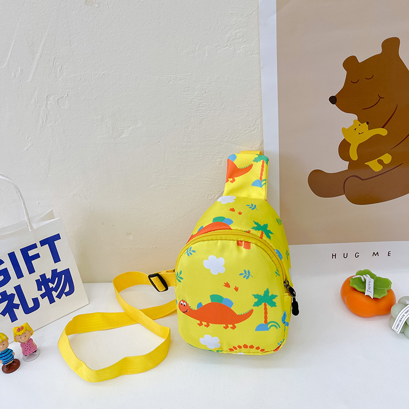 Bolso de pecho para niños 2022 primavera y verano nuevo bolso de hombro impreso de dibujos animados para niños y niñas lindo dinosaurio pequeño bolso de hombro moda
