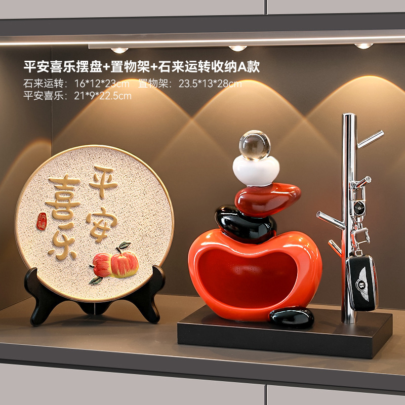 石头来运转招财猫流沙画摆件入户玄关电视柜客厅装饰品创意礼品|undefined