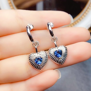 New natural topaz earrings S925 silver inlaid main stone 5*5mm Joker net red explosions women's jewelry wholesale