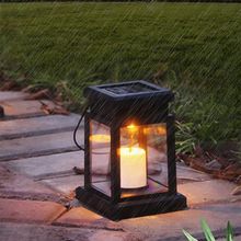 太阳能庭院装饰景观灯太阳能蜡烛灯黄光闪烁太阳能蜡烛铜线宫灯