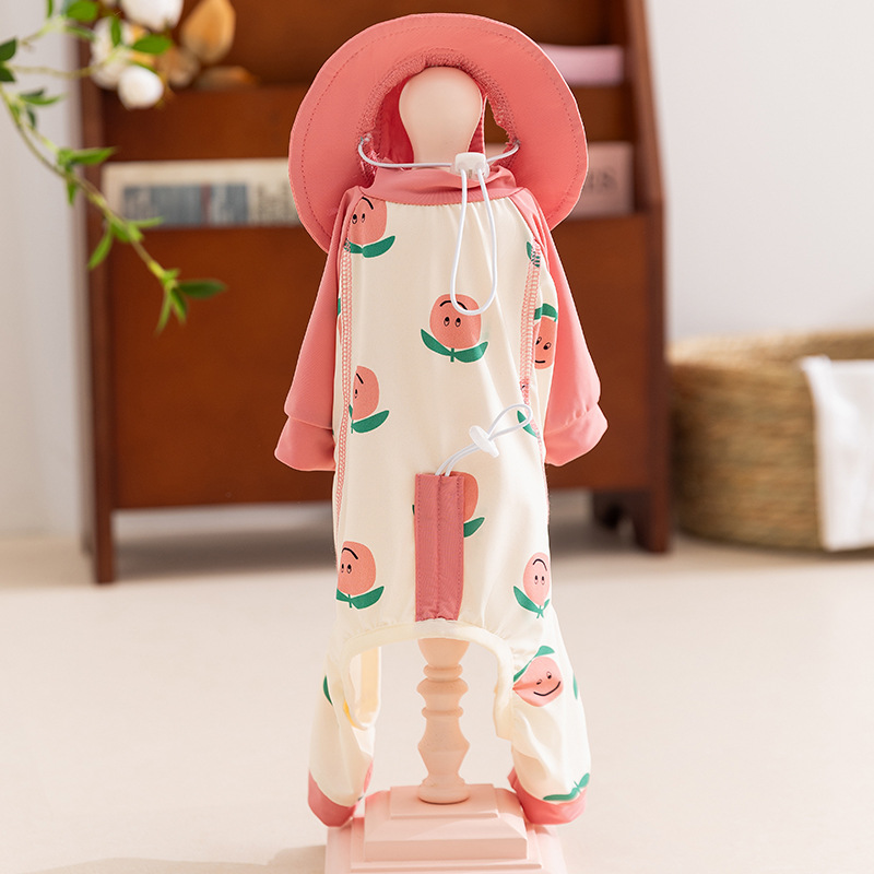 Ropa de protección solar al aire libre de primavera y verano para perros, ropa fresca de cuatro pies con impresión completa de frutas, ropa de peluche para mascotas para perros pequeños