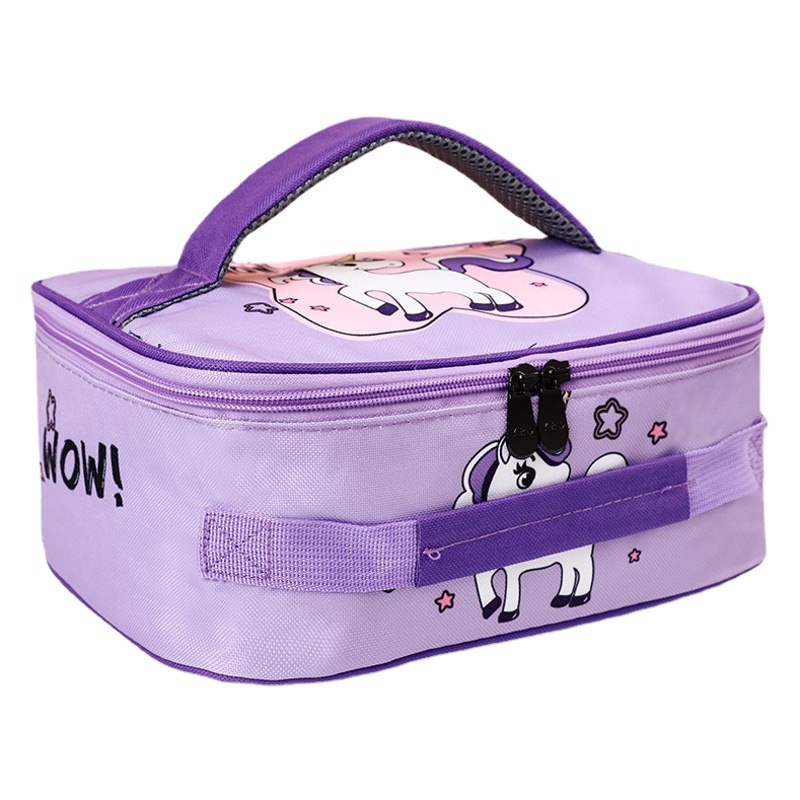 Bolsa de lonchera de aislamiento para niños de dibujos animados bolsa bento de almuerzo portátil para estudiantes de primaria papel de aluminio bolsa de picnic al aire libre gruesa transfronteriza