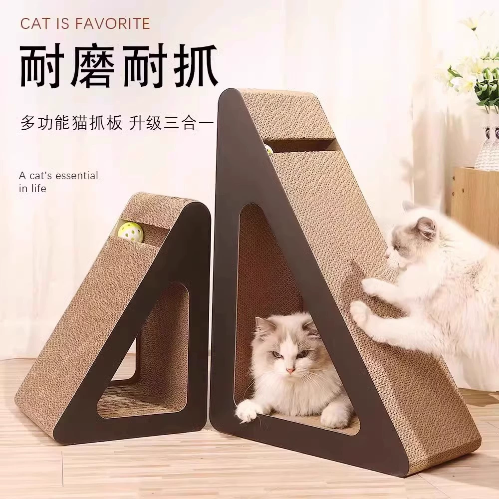 Vertical triangular cat scratching board, wear-resistant corrugated cardboard, non-shedding, space-saving