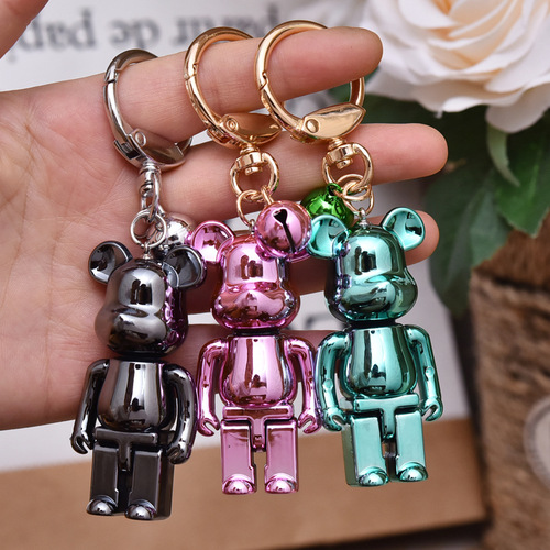 New style acrylic mirror violent bear keychain fashionable men's and women's car key chain pendant bag small pendant