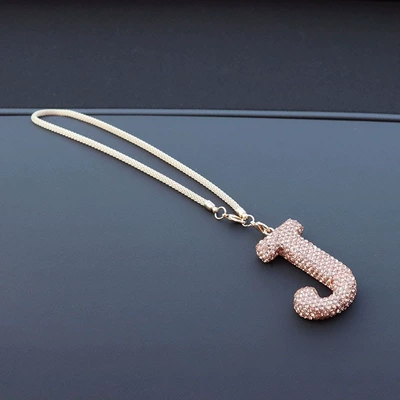 Letter bow clay car Car hanging - j-letter-car-pendant-champagne-color