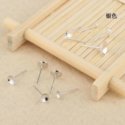 s925 sterling silver accessories material DIY earrings pearl earrings holder with ear pins without holes bead bowl without protruding pins