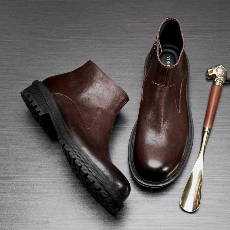 Ботинки Челси мужские 2023 Новые осенне-зимние Британский ветер, чтобы помочь ботинки Martin приливы, противоскользящие Сапоги на толстой подошве