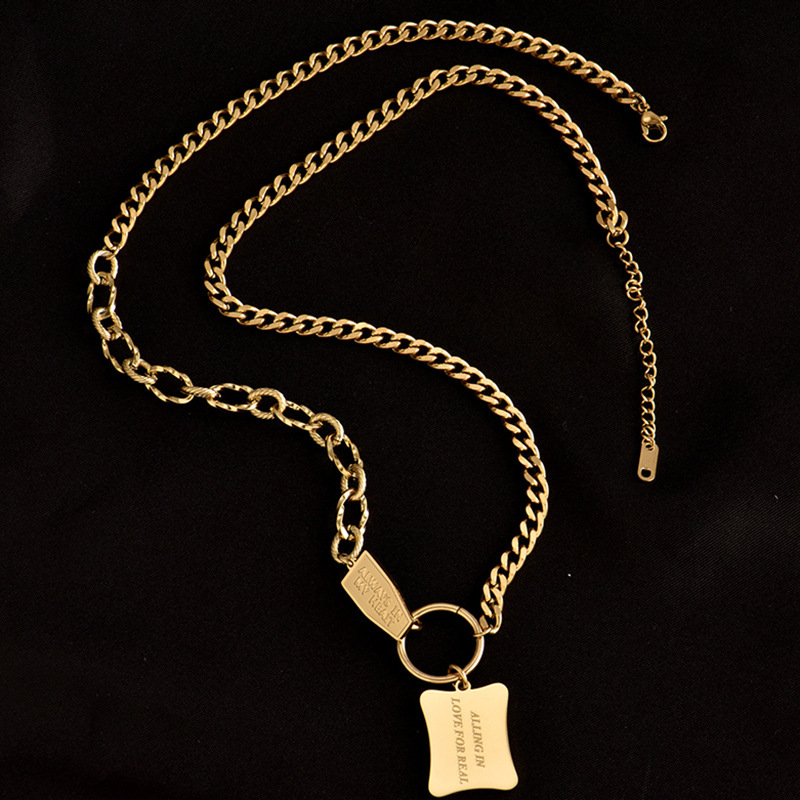 Collier En Acier Au Titane Simple Lettre Géométrique Hip-hop display picture 3