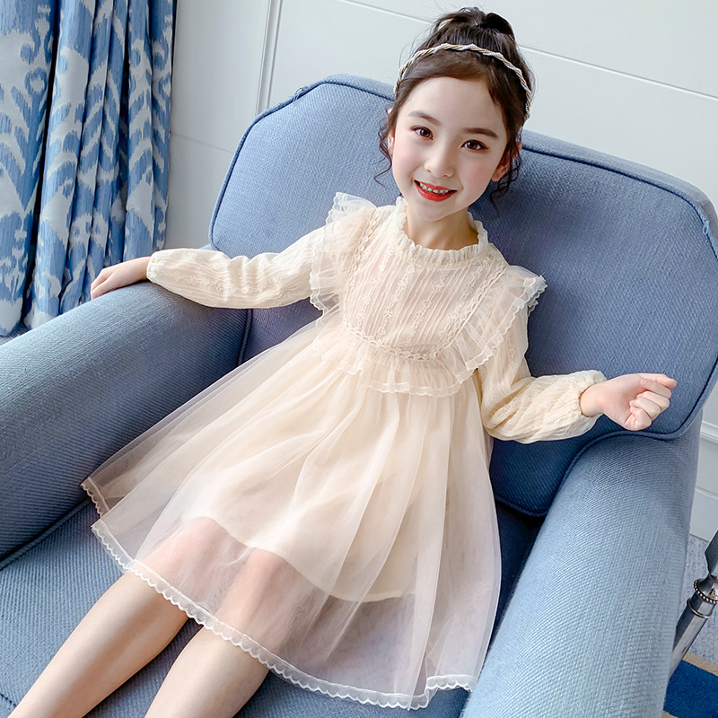 Girls' spring dress 2023 new western style girls' spring and autumn long-sleeved gauze dress Princess dress Spring Children's skirt