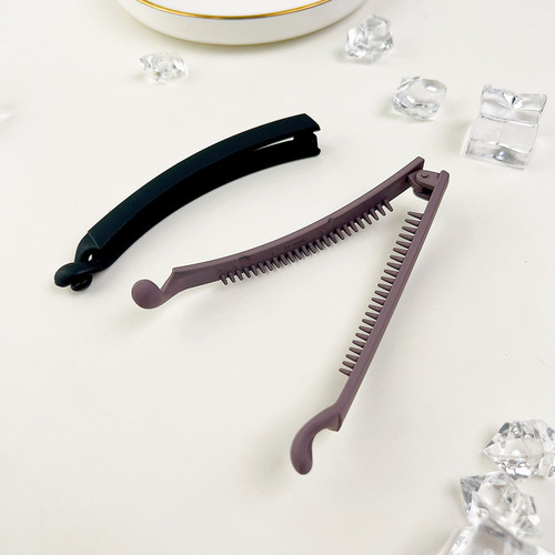 Banana Clip Korean Style Elegant Matte Hair Clip New Coffee Color Series with Toothed Anti-Slip Hair Pin Tail Hair Clip